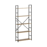 CARLA HOME 5 Tier Bookshelf - Industrial Display Shelf - Brown - Rustic - Steel - Living Room Office V178-36414