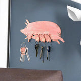 Pig Wall Decoration with 5 Hooks, Cute Key Storage Organizer for Farmhouse Entryway, Front Door, V1369-AZ3-W-21617