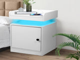 Levede Bedside Table USB Charger Outlet RGB White NI1049-WH