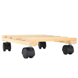 Wooden Flower Plant Pot Base Roller Moving Tray Rack Holder with Wheels for Garden Supplies V1294-YM0901-3111200163411