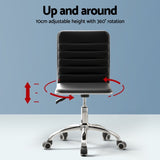Artiss Computer Desk 120cm Executive Office Chairs Set PU Leather Low Back Black MET-DESK-120-REPL-BK