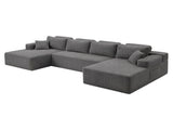 Levede Modular Sofa Lounge Set Corduroy U Shaped Sectional Cloud Couch Grey SOFABED1013-GY-AU