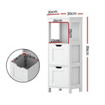 Artiss Bathroom Storage Cabinet 89cm Floor Toilet Drawer Bedroom Organizer Standing White FURNI-C-BATH-TB03-WH