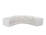 Artiss Folding Paper Bench With 4 PU Leather Seat Pads Expandable Accordion Stool For 4 Seats PAPER-BENCH-4S-WH