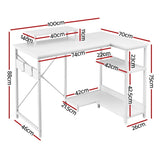 Artiss Computer Desk L-Shape Home Office Study Table Open Shelves White 100CM MET-DESK-24224-100-WH
