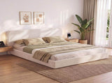 Artiss King Bed Frame with 100cm Boucl Headboard, USB-C & Night Lights BFRAME-H-MUSE-K-WH-ABC