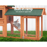 i.Pet Chicken Coop Rabbit Hutch 220cm x 44cm x 84cm Large Chicken Coop Run Wooden Outdoor Cage House PET-GT-RH1500D-220