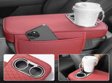 Car Armrest Cushion With 2 Cup Holder And Side Pocket Pu Leather Black V1189-LWWAL-20260327-04357