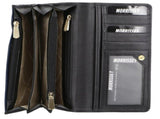 Morrissey Italian Structured Leather Flap Over Ladies Wallet - Navy V563-MO-3034-NAVY