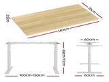 Artiss Standing Desk Motorised Electric Dual Motor 140CM White Oak HASD-B-M10-WHDF-NTDB-140