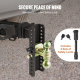 Adjustable Trailer Hitch, 25 cm Drop & 21.59 cm Rise Hitch Ball Mount with 6.35 cm Receiver Solid V952-SQTQJTCB2522KIQK5V0