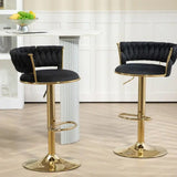 SERENIT Black Velvet Seat Kitchen Breakfast Bar Stools Counter Height Barstools with Back Cushioned V255-GP1763-BLACK