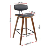 Artiss 4x Bar Stools Leather Padded w/Backrest BA-TW-8782-BKX4