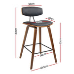 Artiss 2x Bar Stools Leather Padded w/Backrest BA-TW-8782-BKX2