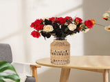 Boho Rattan Glass Vase with Woven Design, Decorative Flower Planter for Dried Flowers, Home Decor V1366-AZ2-W-23002