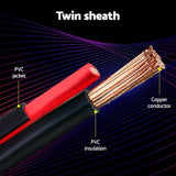 Giantz 8B&S 30M Twin Core Wire Electrical Cable Extension Car 450V 2 Sheath TWIN-CABLE-8BS-30