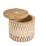 Handcrafted Round Box w Carving 15cm V637-50534BOX