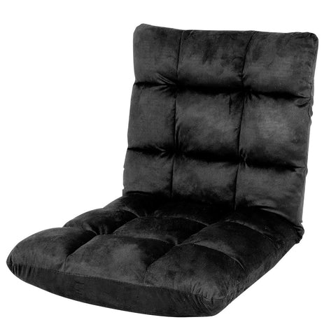 Adjustable Cushioned Floor Gaming Lounge Chair 100 x 50 x 12cm - Black FCR-QLG-809-BK