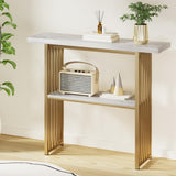 Artiss Console Table Marble Effect White&Gold MET-CST-01-MBWH