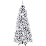 Jingle Jollys Christmas Tree 2.1m Flocking Pencil Tree LED Xmas 860 Tips White XM-TR-PENCIL-7FT-LED