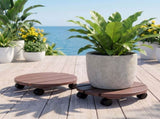 Gardeon 2PC Plant Carts HDPE Plant Caddy With Lockable Wheels Rolling Brown PC-HDPE-WHEEL-2RO-BR
