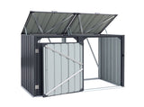 Giantz Bin Shed Double Wheelie Waste Bins Storage Steel Garden Enclosure Grey SHED-2BIN-STEEL-BK