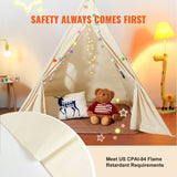 Kids Play Tent, Teepee Tent for Kids 1-5 Years Old, Toddler Tent with Mat and Plush Decorative V952-GJSETZPZXJCKHHZ4UV0