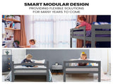 KINGSTON SLUMBER Single Bunk Bed Frame, Solid Pine 2-in-1 Modular Design, Converts to 2 Single Beds, V219-BEDBFSKS14GA