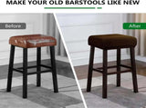 Square Saddle Bar Stool Covers Set of 4, Stretch Jacquard Washable Seat Slipcovers, Dark Coffee V1188-MS-721-160