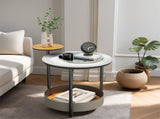 Luxury Marble Top End Table Microfiber Leather Accent Bedside Table Living Room V767-CJ-X122