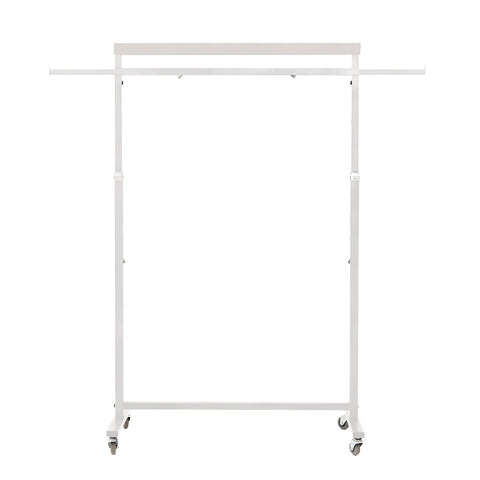 Clothes Rack Coat Stand Hanging Adjustable Rollable Steel WHITE V274-GM-CLRACK132-WH