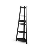 Levede 5 Tier Corner Shelf Wooden Storage Black BO1013-BK
