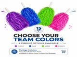 15Pcs Cheerleading Pom Poms, Plastic Pompoms with Handles Cheer Squad Team Spirited Fun Pom Poms for V1192-AZ-W-17908