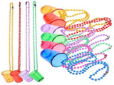 24Pcs Shot Glass Necklaces Multi Plastic Beaded Design for Party Decoration V1370-AZ4-14752