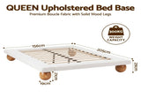 Artiss Queen Bed Frame with Boucle Upholstery and Solid Rubber Wood Legs BFRAME-G-DUNE-Q-BG-ABC