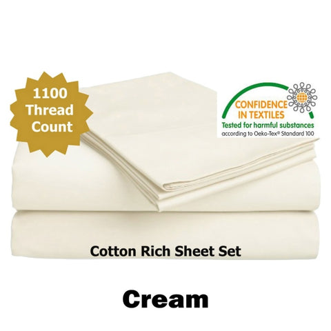 Accessorize 1100TC Cotton Rich Sheet Set Cream King V442-ABR-SHEETS-1100TCCOTTONRICH-CREAM-KI