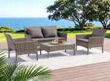 Gardeon 4-Piece Outdoor Sofa Set with Two Pillows Rattan Furniture Grey ODF-C-PATIO-17007-GR
