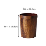 Wood Grain Waste Basket Round Plastic Trash Can Farmhouse Garbage Can with Pressing Ring Household V1192-AZ-W-10292