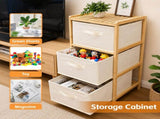 3 Drawer Bamboo Storage Chest Fabric Drawers Multi-Purpose Organiser for Bedroom Bathroom Laundry V1181-HO0421-NEW