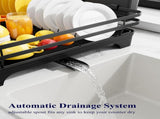 Dish Drying Rack - Multi-Functional Dish Rack for Kitchen Counter with Cutlery Holder, Rust-Proof V1106-COLORBLACK