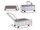 Gardeon Collapsible Outdoor Storage Box 54L Stackable Folding Camping Organizer Wheels Plywood Lid XFEL-OSB-54L-WHEEL-WH