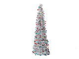 4.9ft PET Foldable Artificial Xmas Tree Sequin Pop Up Xmas Tree for Home Holiday Decoration Silver V1294-YM0901-3115240121612