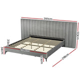 Artiss Bed Frame King Size Velvet Grey LOTT BFRAME-K-LOTT-K-GY-ABCD