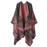 Soft Knitted Layering Shawl, Gentle Forest Deer Print, Sweet Grey Pink Shade V1221-XM-LB2143-ZS57