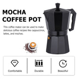 300ml Espresso Maker Aluminum Coffee Pot Brewer, 6 Cup Capacity, Black Finish for Rich Coffee V1192-AZ-W-28532