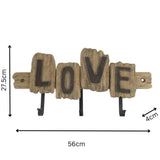Handcrafted 'Love' 3-Hook Wall Hanging 56cm V637-12809LOV
