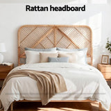 Artiss Bed Headboard Double Bedhead Rattan - FRED Pine BED-HEAD-C-FRED-D-WD