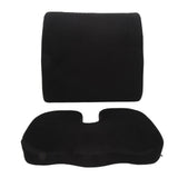 Seat Cushion and Lumbar Support Pillow Black Suede Memory Foam Reduce Tailbone Pressure Chair Pads V1294-YM0901-3117230210511