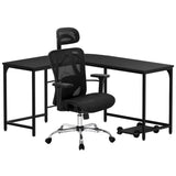 Artiss Computer Desk L-Shape Corner Desks Ergonomic Office Chair Mesh Chairs MET-DESK-L-003-FZ20-BK