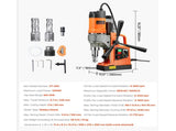 Magnetic Drill, 1450W Motor 1.6 in Boring Diameter,810 lbf Portable Electric Mag Drill Press, with V952-CLZTJ2J40MMMO8WSCV3